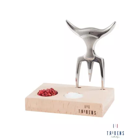 Fourchette TRIDENS Poli-Miroir Avec Socle Bois 4 Fourchette TRIDENS Poli-Miroir Avec Socle Bois – Image 2